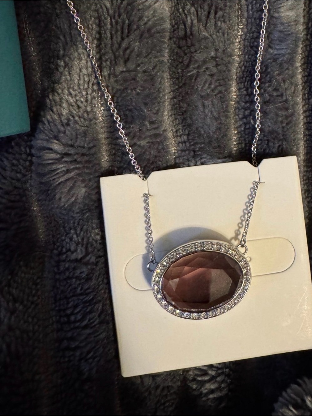 Origami Owl Amethyst Crystal Oval Locket Silver Necklace